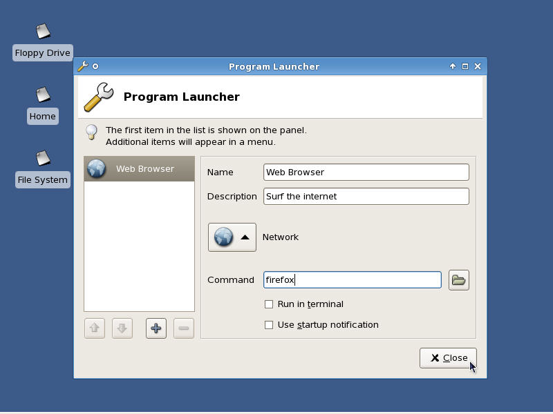 Web Browser Program Launcher