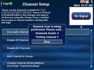 SageTV - Channel Scan