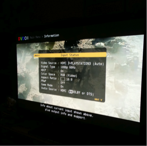 DVDO Edge Info Screen