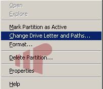 Change drive letter and paths menu