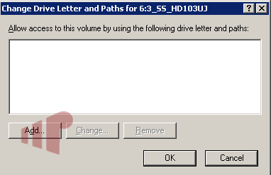 Change drive letter and paths screen (empty)