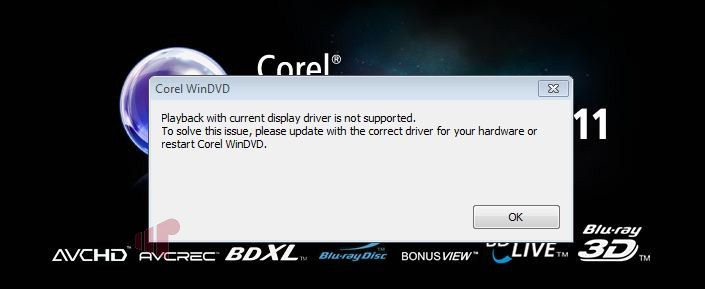 Corel WinDVD 11 does not work in IVB
