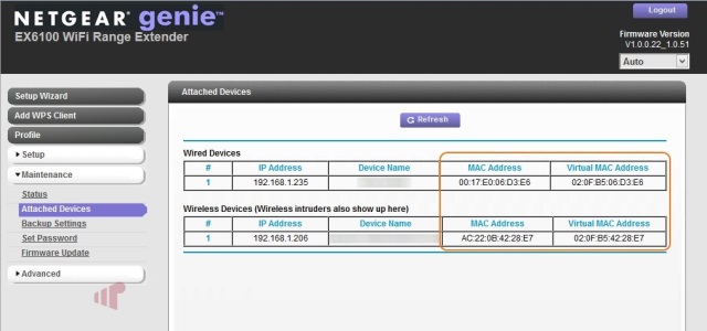 NETGEAR EX6100 - Virtual MAC